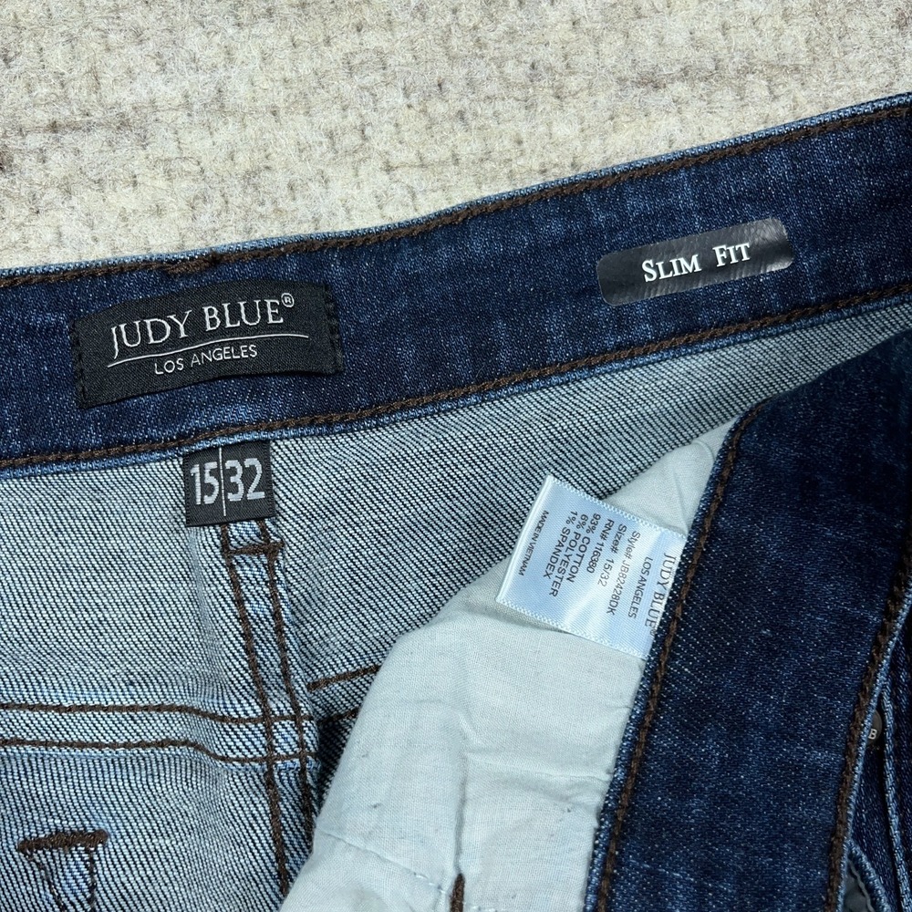 Judy Blue Jeans Women‎ 15 32 Slim Fit Straight Leg Dark Wash High Rise Faded - Picture 3 of 13